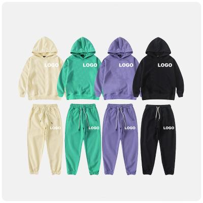 China Customized Wholesale Children's Clothing Boys Long Sleeve Solid Long Sleeve Hoodie Sweatpants Suit Top Set Anti-Shrink for sale