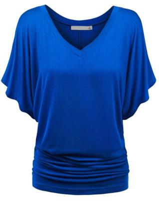 China Factory Sale QUICK DRY Batwing Top Custom Sleeve V Neck T-shirt Women Casual Tops for sale