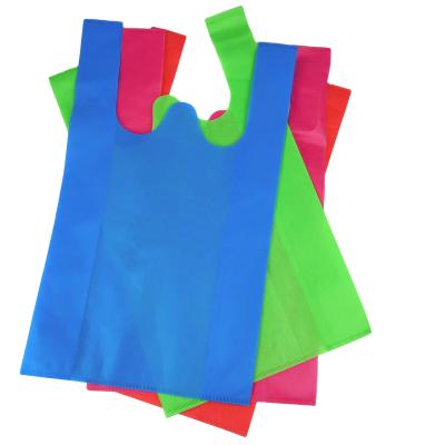 China Handled Customize Logo And Size Non Woven Supermarket Vest Bag Non Woven Shopping Bag for sale