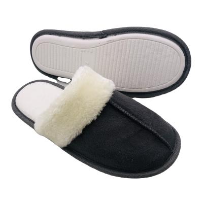 China CUSHIONING Winter Micro Suede With Fluffy Fur Women's Slippers With TPR Outsole for sale