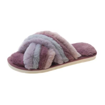 China CUSHIONING Customized Multicolor Rabbit Slipper Plush Cross Comfortable Slipper For Women for sale