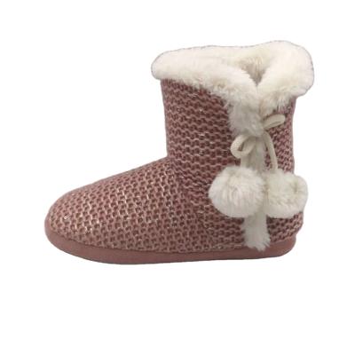 China Latest Design Flat Women Fashion Warm Winter Knit Indoor Slipper Boots for sale