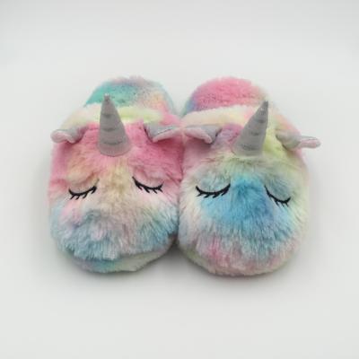 China New Thermal Wholesale Winter Rainbow Unicorn Plush Sleepwear Sets For Women Including Slippers And Hair Band for sale