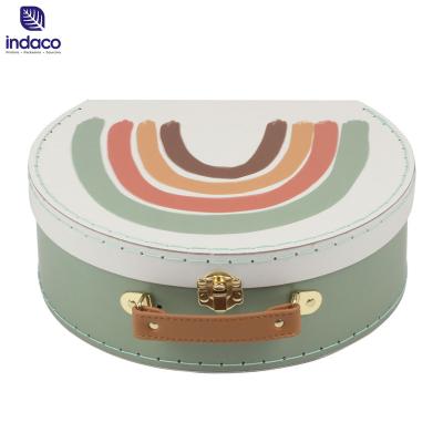 China Handmade Custom Eco Friendly Gift Box half Round Cardboard Rainbow Packaging Jewellery Makeup Suitcase Box for sale