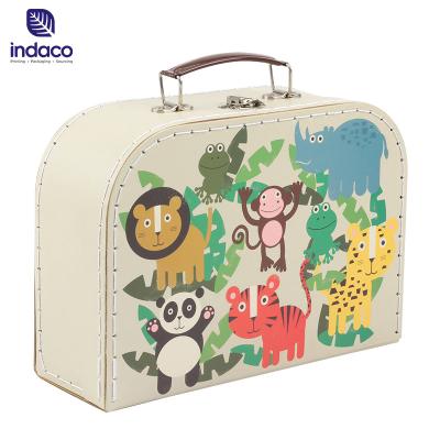 China Handmade Custom Creative Packaging Zoo Theme Hard Paper Small Storage Box Cardboard Suitcase for sale