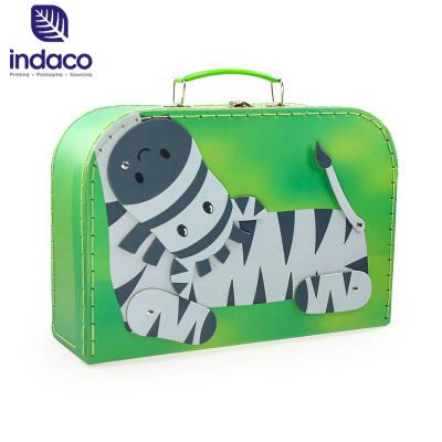 China Handmade Customized High Quality kids toys storage suitcase movable suitcase box baby cardboard suitcase for sale