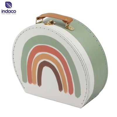 China Handmade Custom Made New Product kids cardboard Rainbow suitcase toy child cardboard paper suitcase for sale