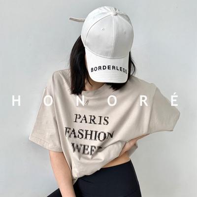 China Custom Women's Clothing 100% Custom Printing HONOR-E Soft Wholesale Graphic Tees T-shirt Cotton T-shirt for sale