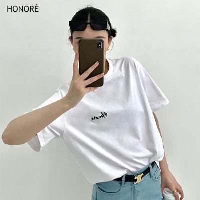 China HONOR-E Soft Apparel Crew Neck100% Cotton T-shirt Women's Short Sleeve T-Shirt for sale