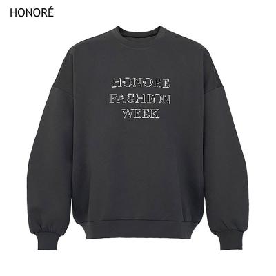 China HONOR Soft E Long Sleeve Casual Loose Pullover Tops Cprint Rewneck Women's Sweatshirt Unisex for sale