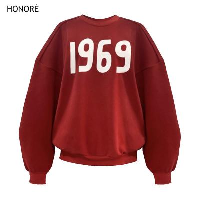 China HONOR-E soft cotton printed loose custom crewneck women unisex sweatshirts for sale