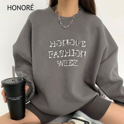 China HONOR E Letter Print Soft Women's Sweatshirt Crewneck Sweatshirt Unisex for sale