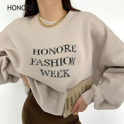 China HONOR E Soft Women's Long Loose Pullover Crewneck Sweatshirt High Quality Tops for sale