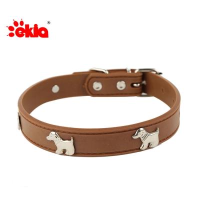 China Durable PU Leather Dog Collar Durable Padded Personalized Pet Collars Customized For Small Medium Large Dogs Cat for sale