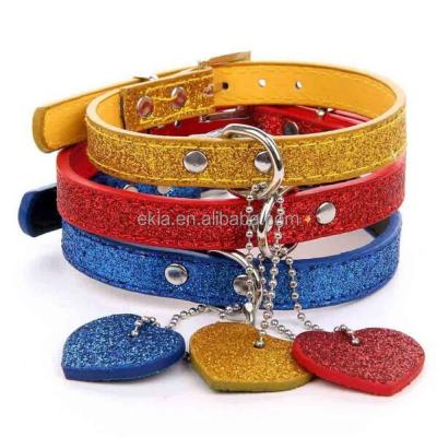 China Dog Cat Collar Pu Leather Adjustable Unique Heart Shaped Lightweight Dog Collar Pet Accessories for sale