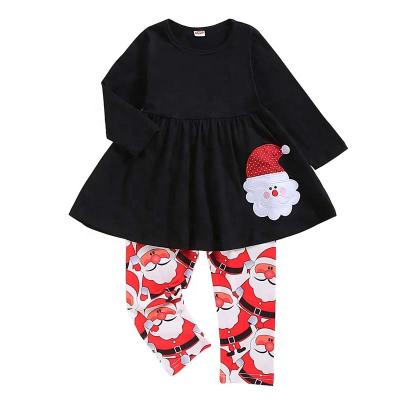 China Breathble Cozy Santa Dress Sets Christmas Clothes and Elk Tops Plaid Pants Sets Holiday Girl's Costume Winter Girls Clothing Sets for sale