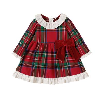 China Anti-wrinkle Christmas Costume For Baby 1 Year Old Winter Long Sleeves Dresses Vintage Long Dress For Girls for sale