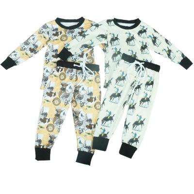 China Wholesale Casual Kids Clothes Long Sleeved Suits 2pcs Animal Printed Boys Dressing Set Baby Boy Sleepwear Suits for sale