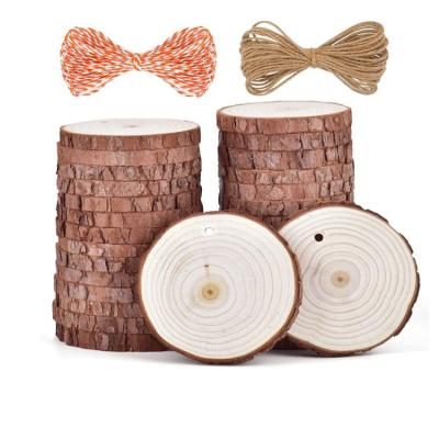 China Natural Wood Slices (Others) Adjustable Cheap Log Sign 30 Pcs 2.7-3.1 Inch Open Unfinished Wood Kit Perforated for sale