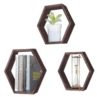 China (Other)Adjustable Set of 3 Elegant and Best Atmospheric Wall Mounted Home Decor Selling Floating Wood Shelf Hexagon for sale