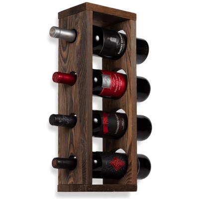 China Best 100% Home Viable Shabby Chic Wall Mounted Pine Wood Decor 4 Bottle Wine Rack Convenient Selling Wood Wine Glass Rack for sale