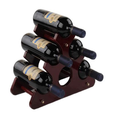 China Hot Selling Wooden Table Top Viable 6 Bottle Wine Rack Elegant And Atmospheric Dark Red Smooth Glossy Luxury Home Decor for sale