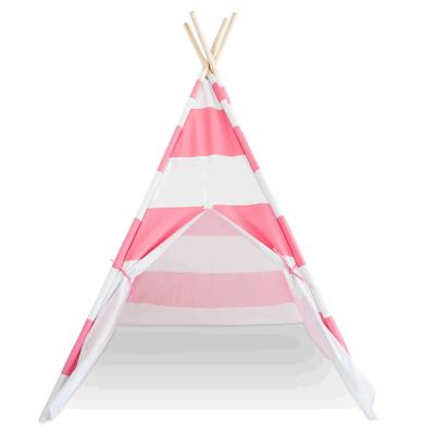 China Easy Foldable Kids Play Tent Simple Yet Classy Pink Simple Yet Classy Pink Wooden Tent Girls Tent Bubble Gum Canvas Cotton Canvas Kids Playhouse Best Selling for sale