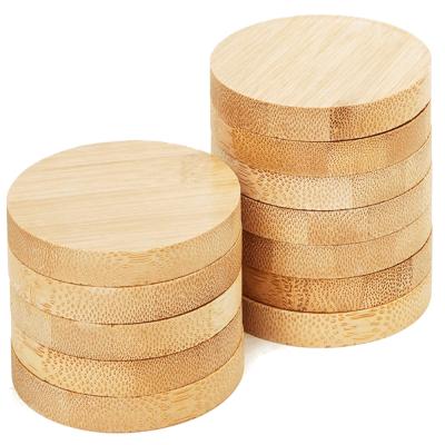 China 12 Packs Viable Simple Yet Durable Chic Natural Bamboo Round Tray Wooden Pallet Coaster Hot Selling Wooden Coaster for sale