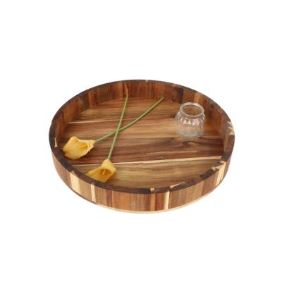 China European Eco-Freindly Wooden Home Decor Restaurant and Hotel Supplies Food Storage Display Tray Custom Round for sale