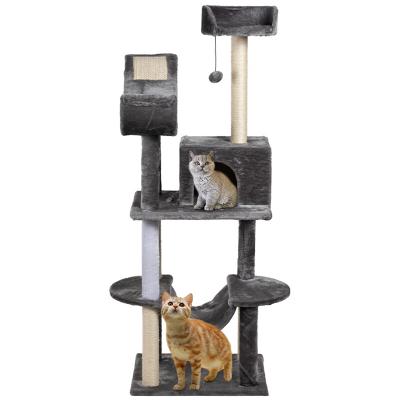 China Modern Sisal Large Scratch Scratch Castle Pet Scratcher Housing Furniture Modern Climbing Wooden Tower Cat Tree Large for sale