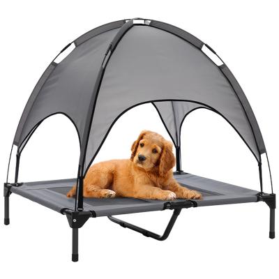 China Mesh Dog Bed Indoor Outdoor Elevated Sustainable Cooling Elevated Pet Air Cradle With Removable Canopy Shade Tent for sale