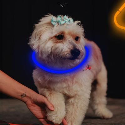 China Lights Led Luminous Pet Collar Usb Rechargeable Dog Collar Luminous Size Can Be Cut for sale