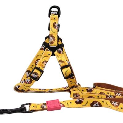 China Universal No Pull Brand Pattern Custom Dog Harness Leash Set Adjustable Walk-in Dog Harness for sale