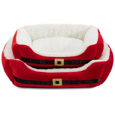 China Sustainable Christmas All Weather Dual Use Double Sided Universal Plush Pet Bed Dogs Nest Cushion Dog Sofa Bed for sale