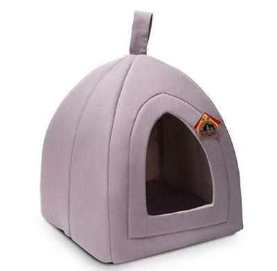 China Travel Hollypet Self-heating 2 in 1 Foldable Comfortable Pet Cat Bed Tent House Triangle Dog Cat House for sale