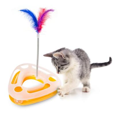 China Pen Viable Interactive Captive Interactive Spring Ball Spring Triangle Toy Cat Cat Walking Toy for sale