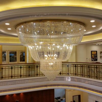 China Chandelier Gold Finish Hotel Lobby Crystal Chandelier Customize OEM Crystal Pendant Lighting for sale