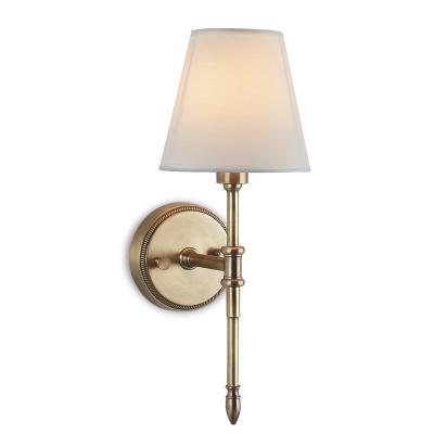 China Zhongshan Modern Fabric Shade Golden Finish Hotel Wall Lamps for sale