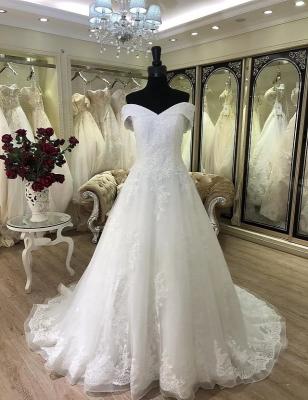 China 2021 Anti-Static Elegant Off The Shoulder A Line Wedding Dress Bridal Gowns For Women for sale