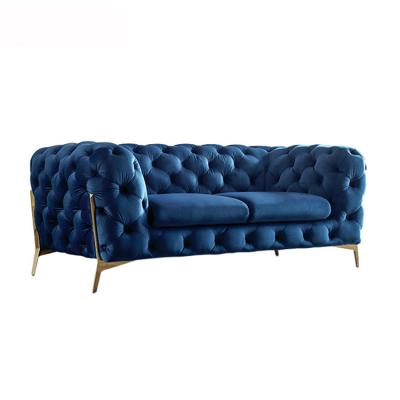 China (Others)Living Room Furniture Adjustable Luxury Chesterfield Velvet Sofa Set With Iron /Stainless Steel Gold Legs for sale