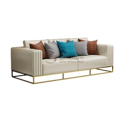 China (Height)Adjustable Hotel Living Room Mirrored Stainless Steel Base Gold Modern Italian Style Luxury Leather Single Sofa for sale