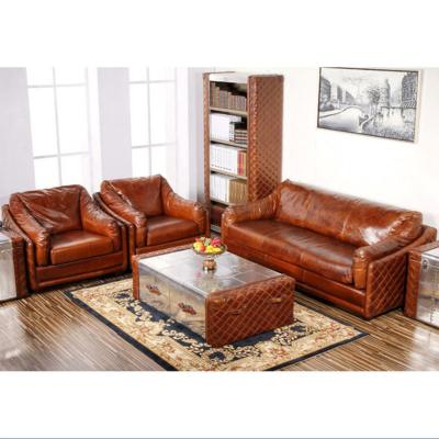 China Handmade retro vintage top leather sofa (other) adjustable for sale