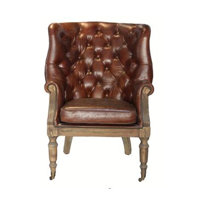 China (Other) Button Wing Back Deconstructed Vintage Leather Adjustable Chair for sale