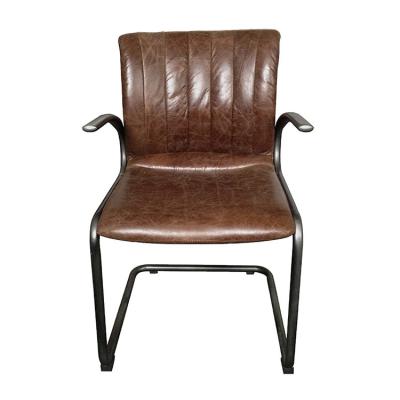 China Iron Adjustable Frame Back (Other) Half Stitching Leather Seat Upholstered Dining Restaurant Kitchen Armchair Dining Chair Modern Leather Upholstery for sale