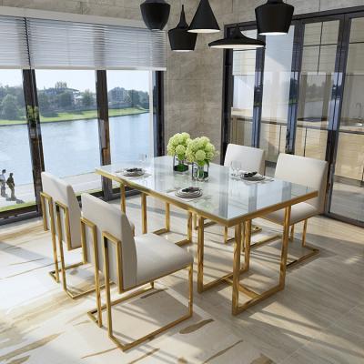 China (Others)Adjustable Comfortable Rectangular Gold Stainless Steel Table Legs Enlarge Marble/Black Glass Kitchen Dining Table Top Set for sale