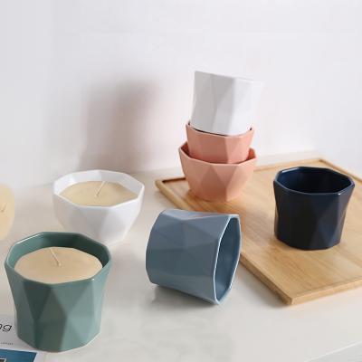 China Empty ceramic jar European high quality cheap unique home wedding decoration candle bowl container candle for sale