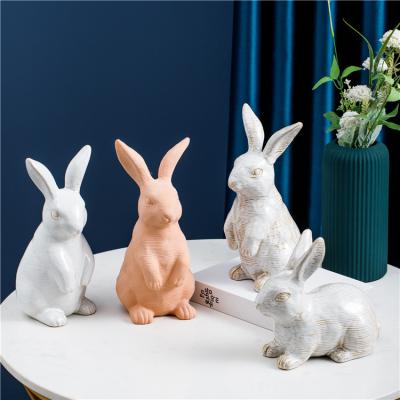 China Art Decor Wholesale Rabbit Cheap Creative Oriented Porcelain Decorative Matte Ceramic Home Accessories for sale