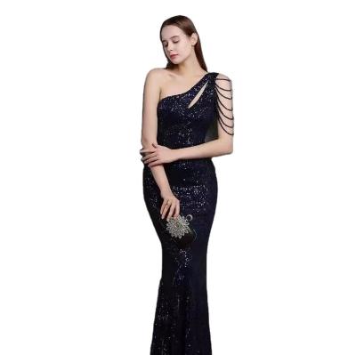 China 2023 Anti-wrinkle club dress one shoulder dress elegant sexy women's even dress for sale