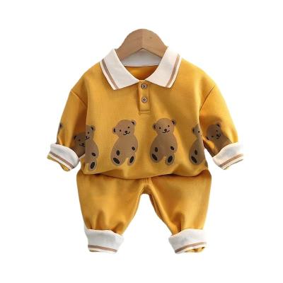 China 2023 Children's Handsome Cartoon Lapel Boy Autumn Suit Girl Two-piece Set Spring and New Autumn Children's Sweatshirt for sale