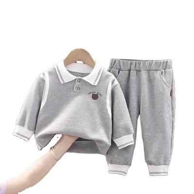 China New spring wholesale children's lovely children's sweatshirt two-piece set boy girl autumn lapel cartoon set boy suit for sale